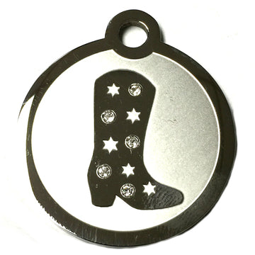 Swarovski Crystal & Stainless Steel Western Boot Pet ID Tag