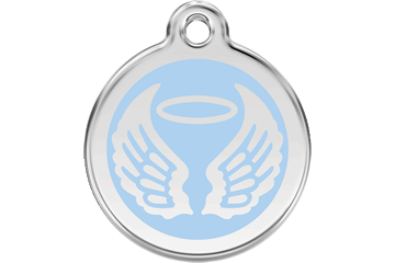Light Blue Angel Wings and Halo Stainless Steel Pet ID Tags