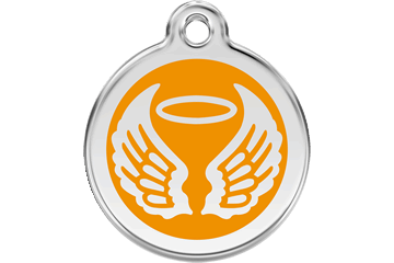 Orange Angel Wings and Halo Stainless Steel Pet ID Tag
