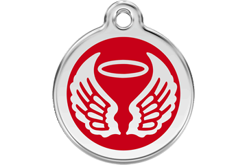 Red Angel Wings and Halo Stainless Steel Pet ID Tags