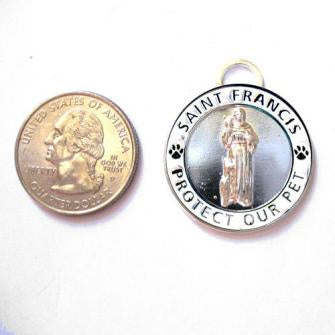 St Francis Pet Medal Silver & White - Large