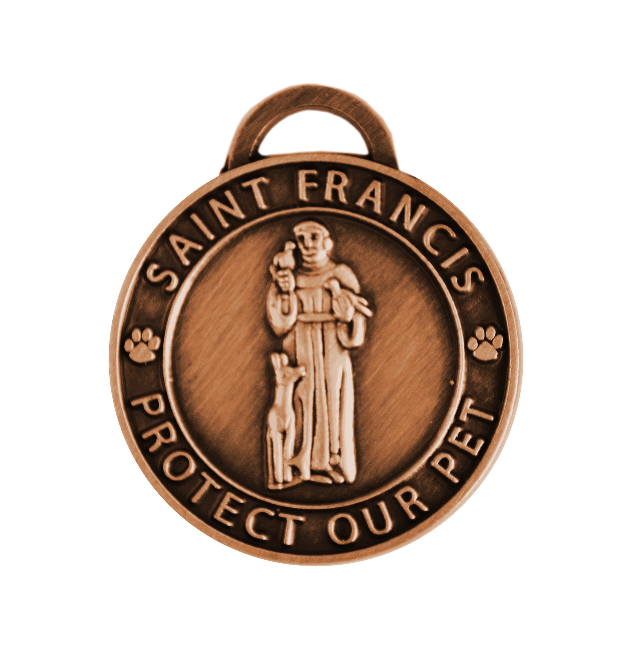 St Francis Pet Charm Antique Copper Tone