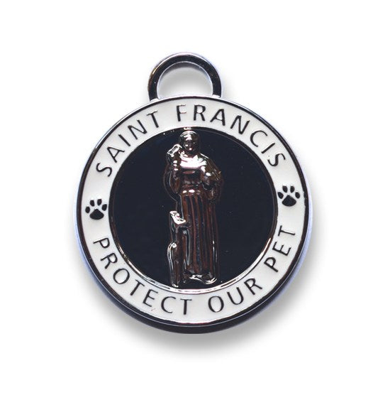 St Francis Pet Medal White