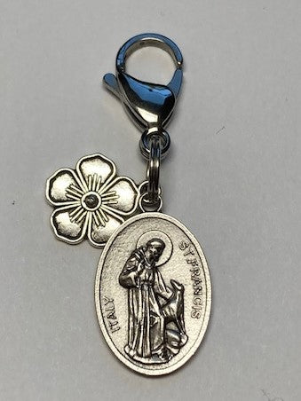 St. Francis pet medal with flower charm / Exclusive to 100% Angel