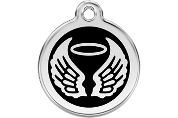 Black Angel Wings and Halo Stainless Steel Pet ID Tags