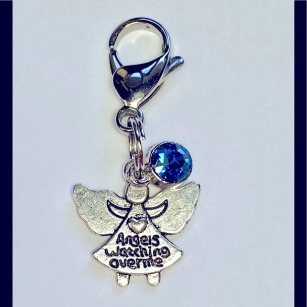 Angels watch over me pet charm with blue crystal / Exclusive to 100% Angel