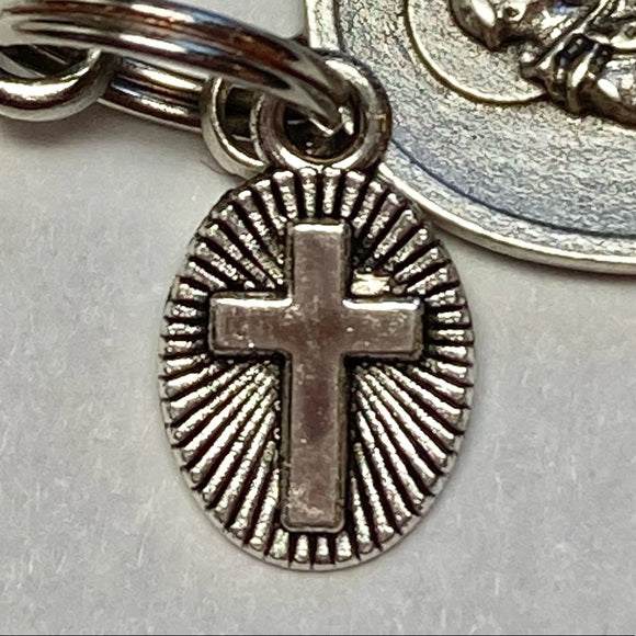 St. Francis pet medal with round cross charm/ Exclusive to 100% Angel