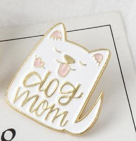 Dog Mom pin white